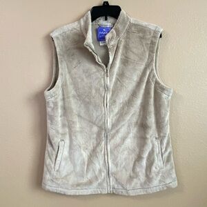 Fresh Produce New Size XL Sand Dollar Tan Faux Fur Front Zip Vest Pockets USA